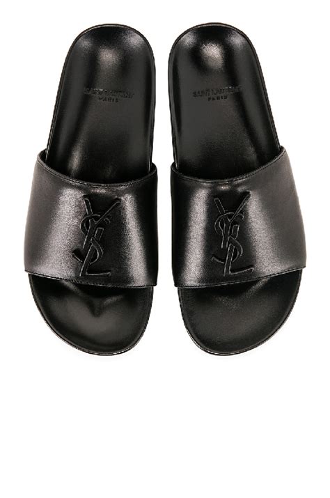 ysl joan slide|Saint Laurent Joan YSL Brooch Sport Slide Sandal, Black.